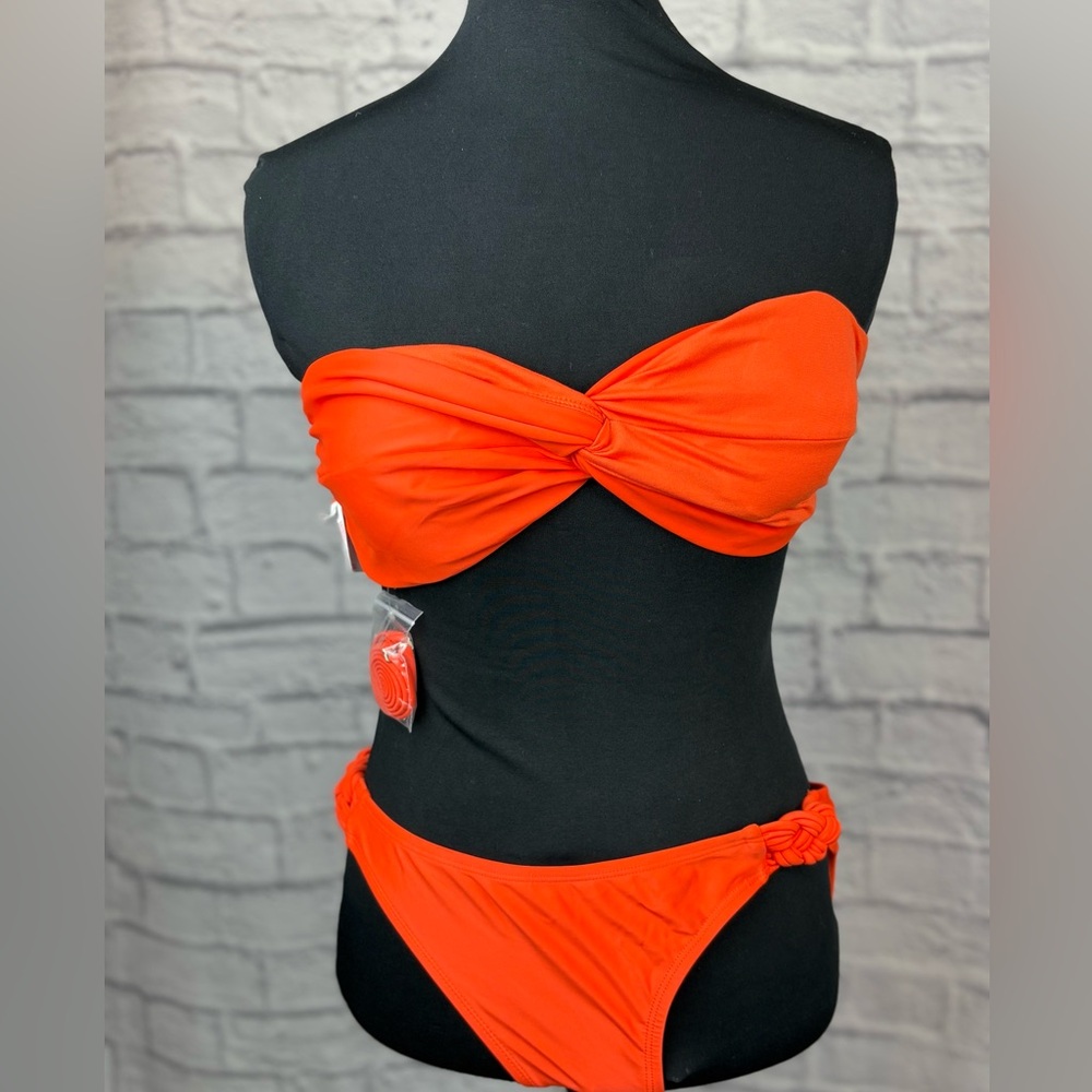 Xhilaration Orange Two-Piece Swimsuit (XL Top, L Bottom)